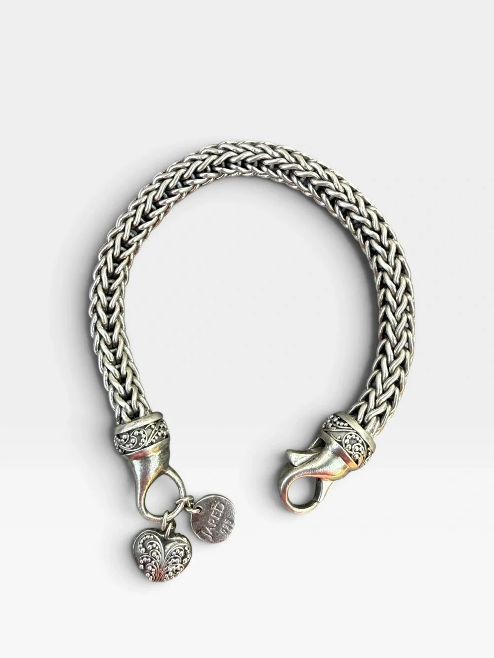 Jared Women's Braided Silver-Tone Bracelet with Heart Charm